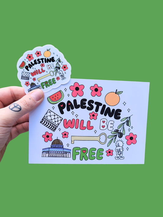 Free Palestine Print and Sticker Set