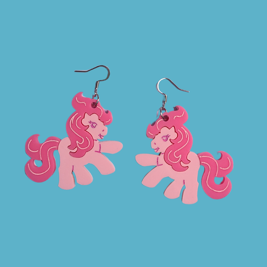Pink Pony - Laser Cut Acrylic Statement Earrings
