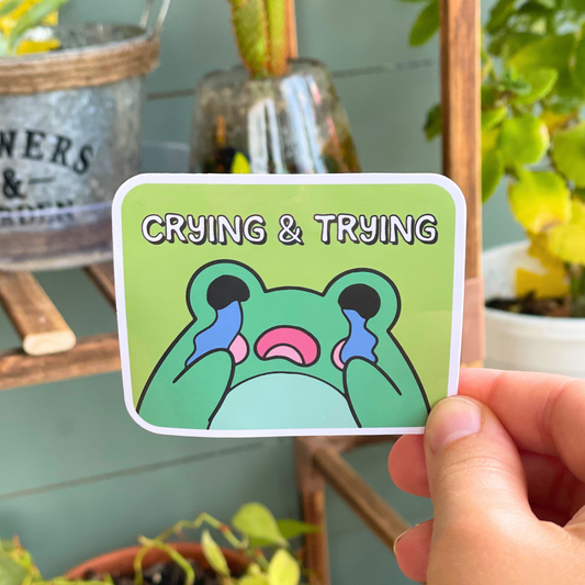 Crying and Trying Sticker