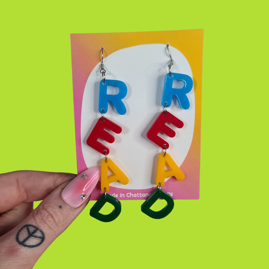 READ Teacher - Laser Cut Acrylic Statement Earrings