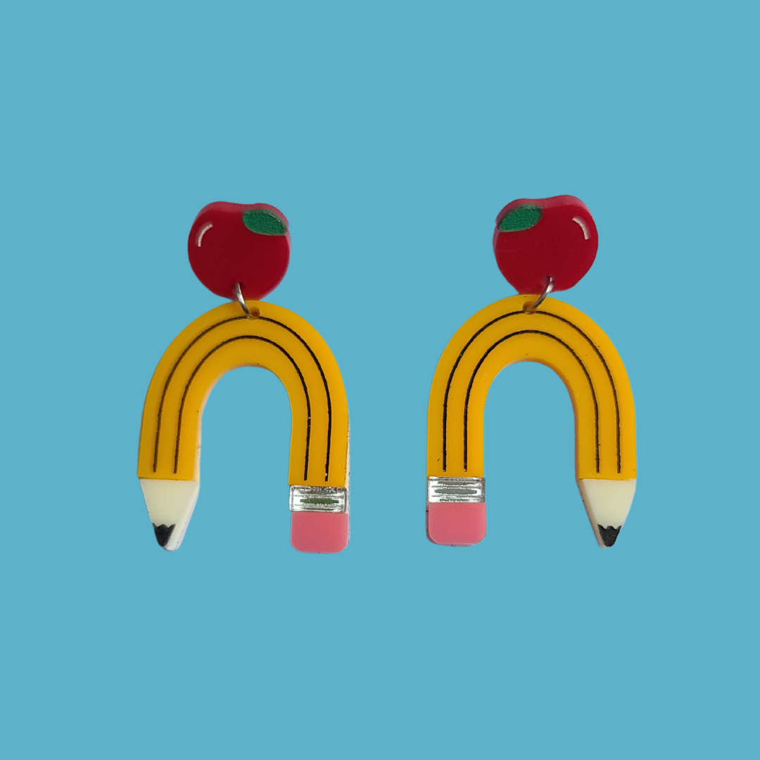 Pencil Teacher - Laser Cut Acrylic Statement Earrings