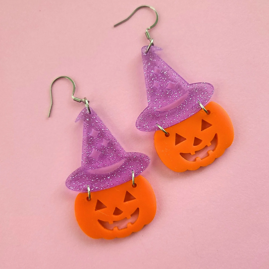 Witch Pumpkin Halloween - Earrings - Laser Cut