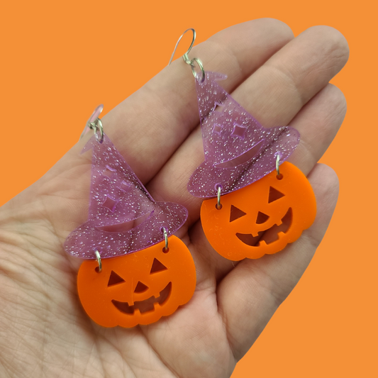 Witch Pumpkin Halloween - Earrings - Laser Cut