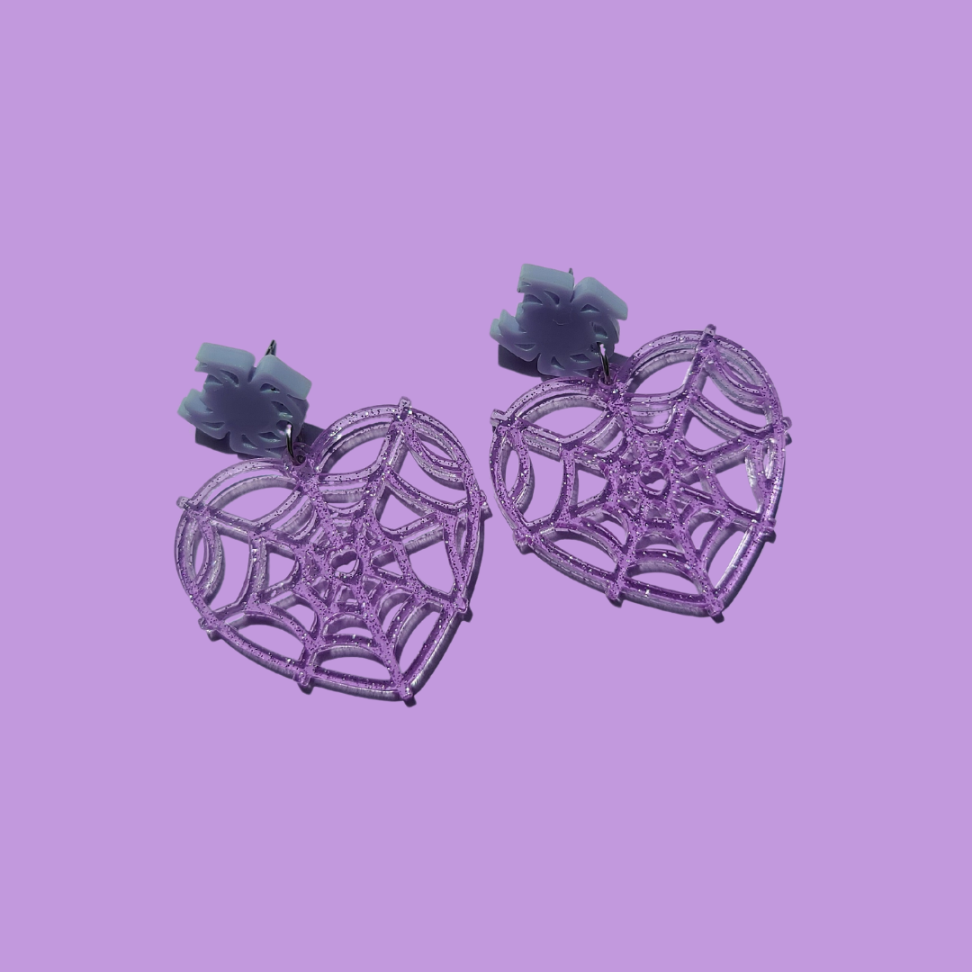 Spider Web Jelly Glitter Halloween - Earrings - Laser Cut