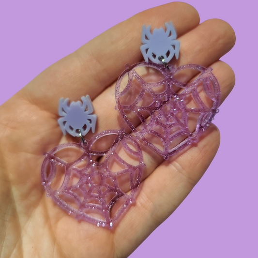 Spider Web Jelly Glitter Halloween - Earrings - Laser Cut