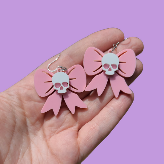 Bow with Skull Halloween - Earrings - Laser Cut