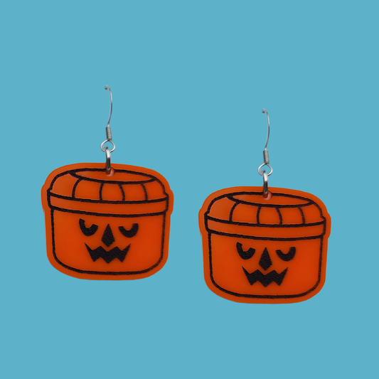 Halloween Pumpkin Bucket - Earrings - Laser Cut