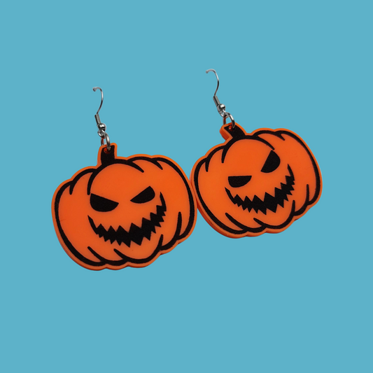 Scary Jack-o-Latern - Earrings - Laser Cut