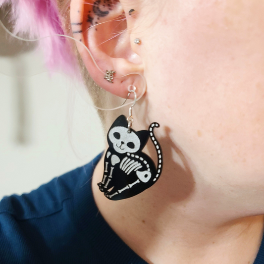 Skeleton Cats - Earrings - Laser Cut