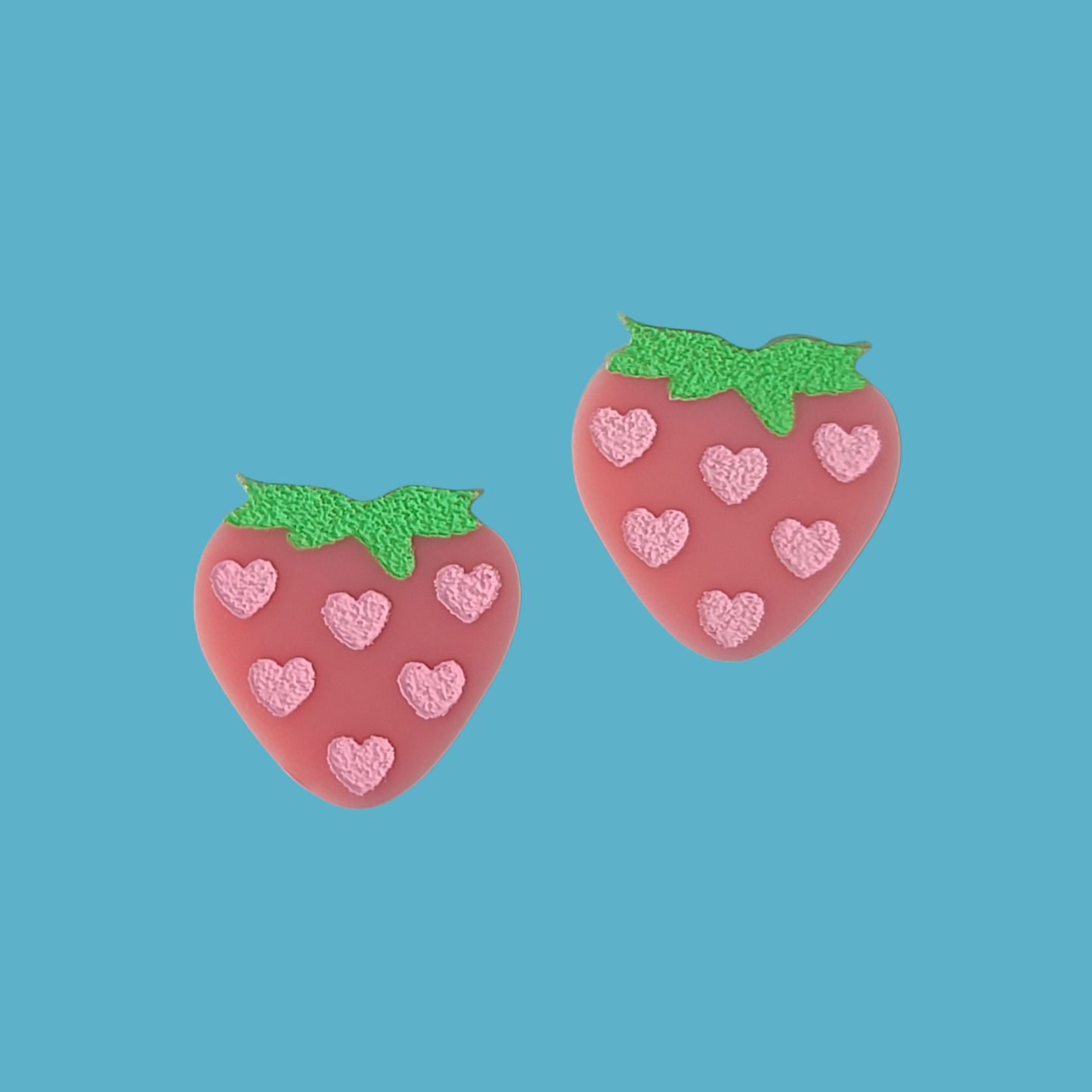 Tiny Strawberry Studs - Earrings - Laser Cut