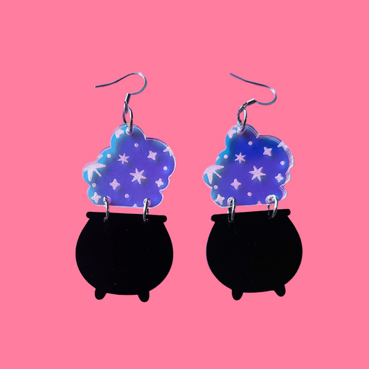 Cauldron Halloween Witch - Earrings - Laser Cut
