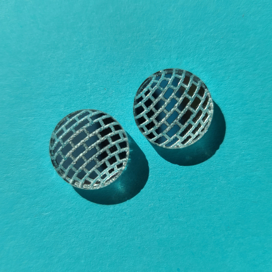 Disco Ball Mirror Studs - Earrings - Laser Cut