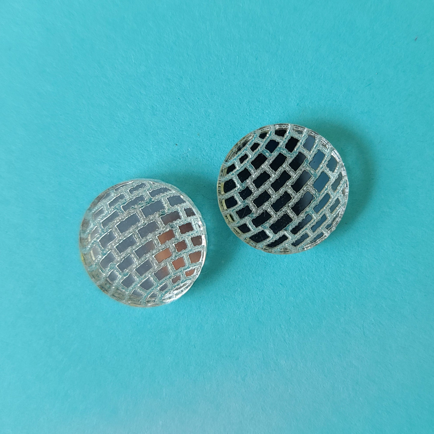 Disco Ball Mirror Studs - Earrings - Laser Cut