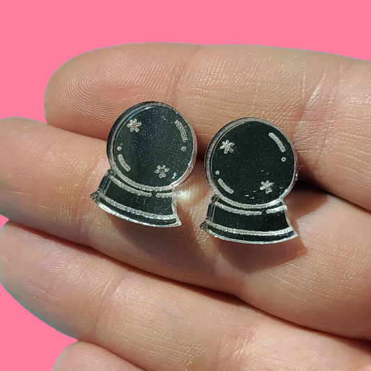 Crystal Ball Mirror Studs - Earrings - Laser Cut