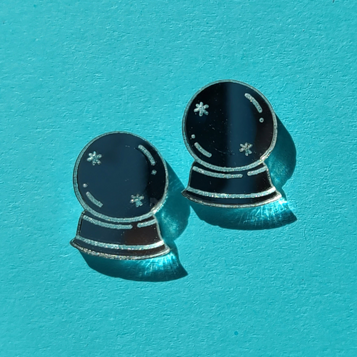 Crystal Ball Mirror Studs - Earrings - Laser Cut