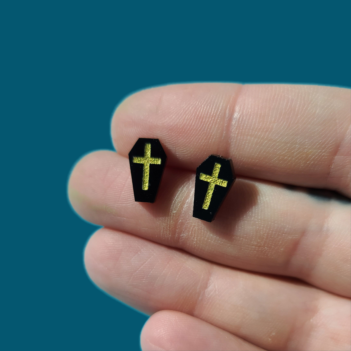 Tiny Coffin Studs - Earrings - Laser Cut