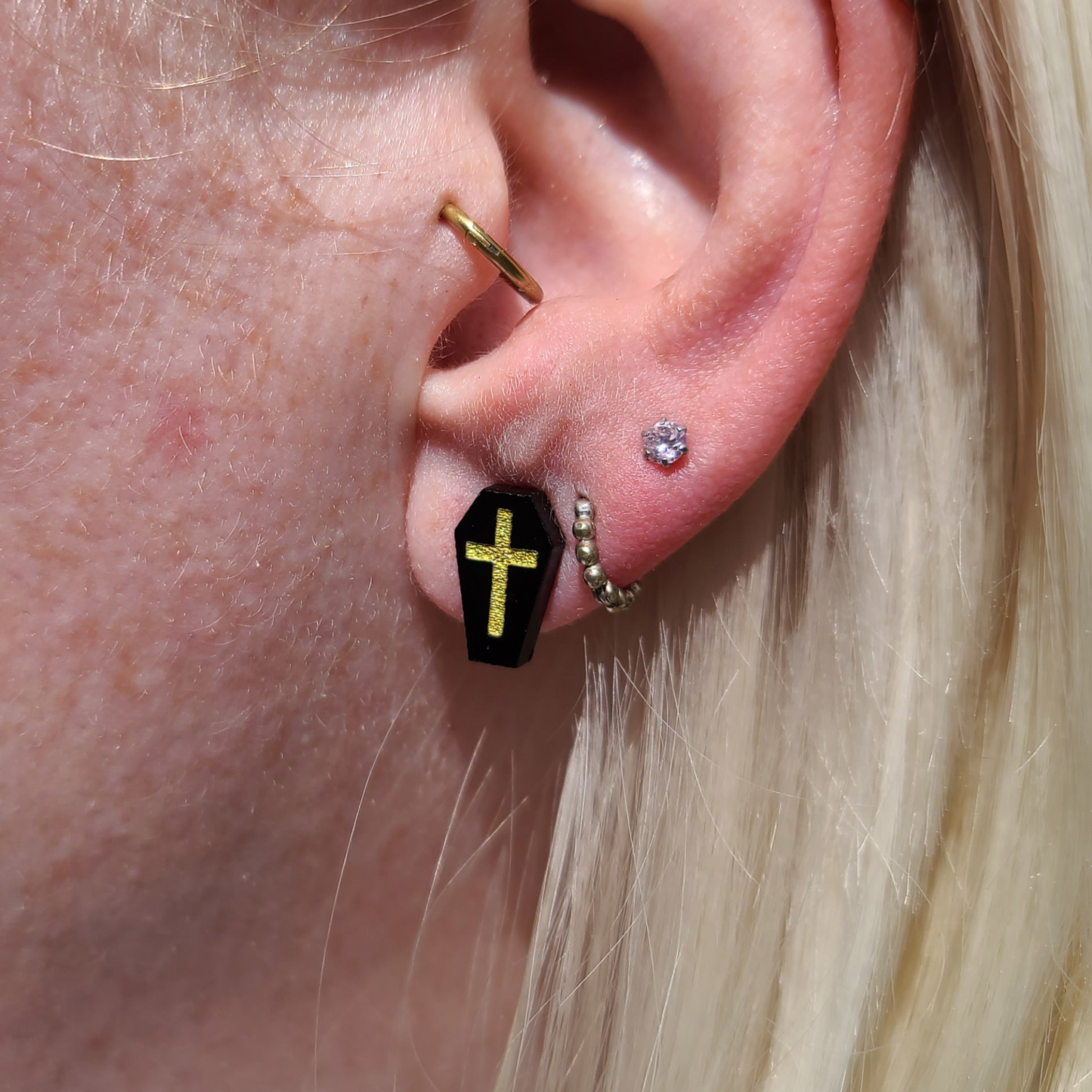 Tiny Coffin Studs - Earrings - Laser Cut