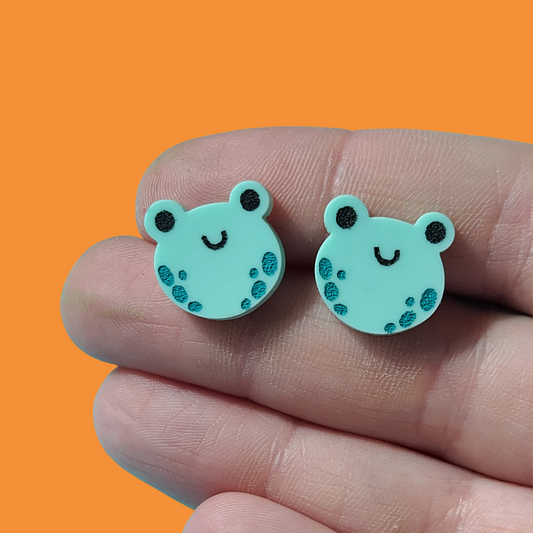 Tiny Frog Studs - Earrings - Laser Cut