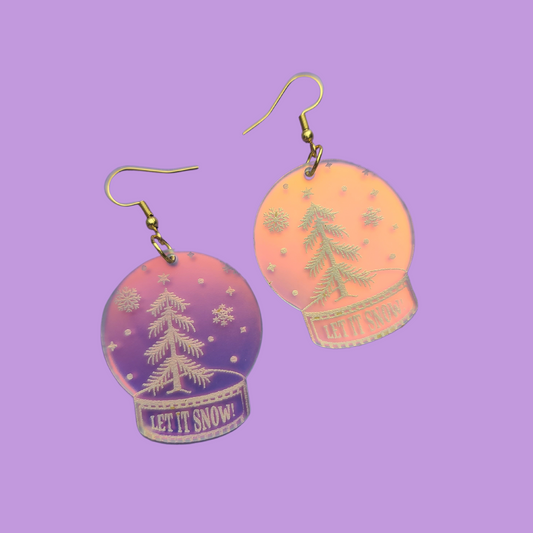 Snow Globes on Frosted Irridescent - Christmas