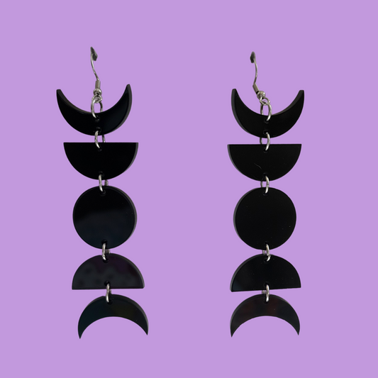 Moon Places Black - Earrings - Laser Cut