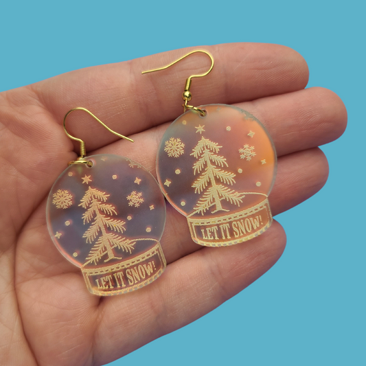 Snow Globes on Frosted Irridescent - Christmas