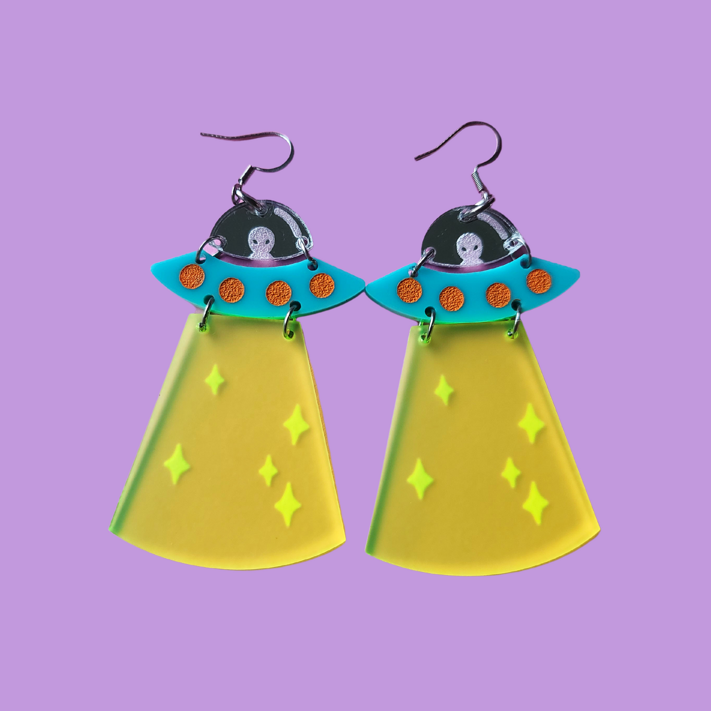 Alien Spaceship - Earrings - Laser Cut