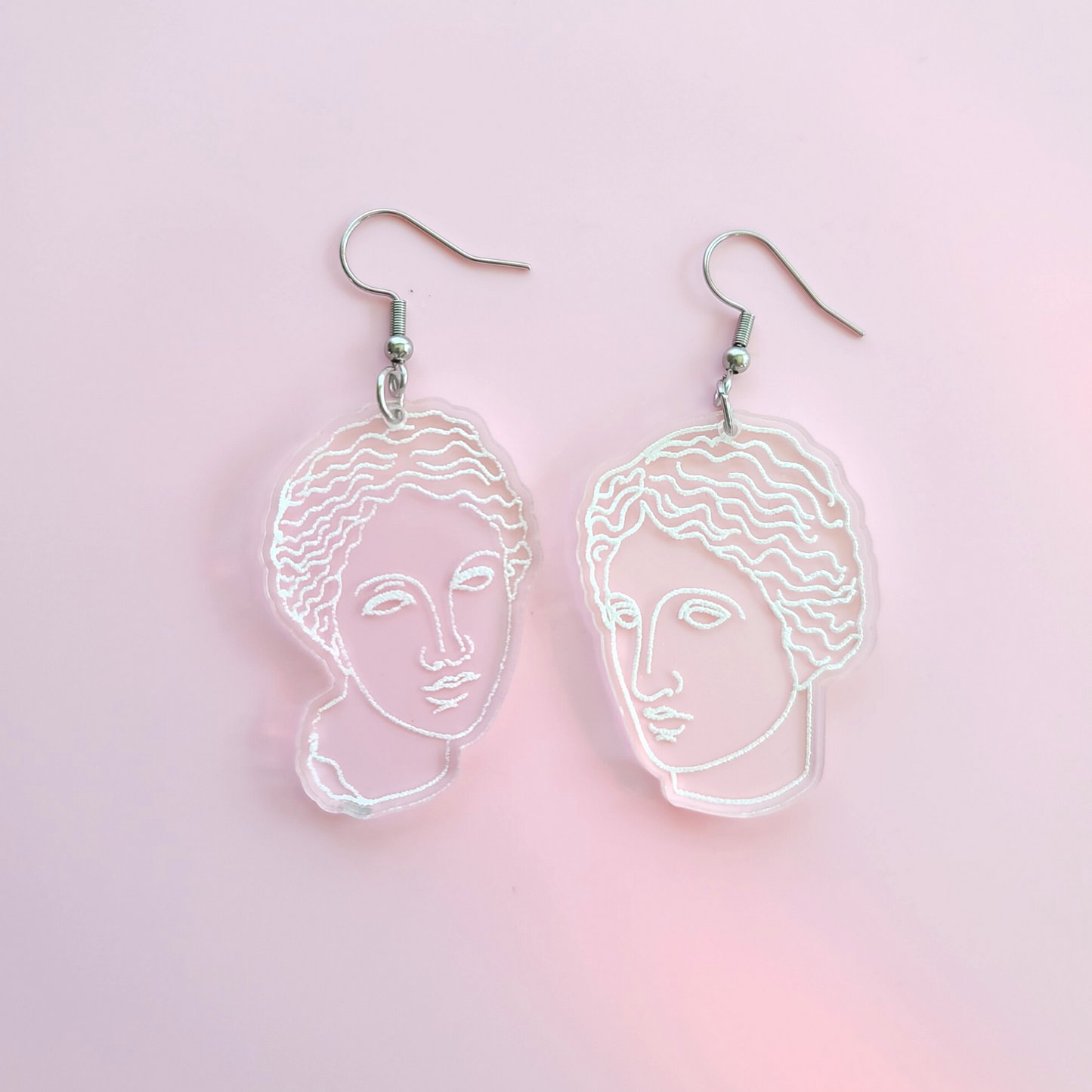 Clear Greek Statue Heads - Earrings - Laser Cut