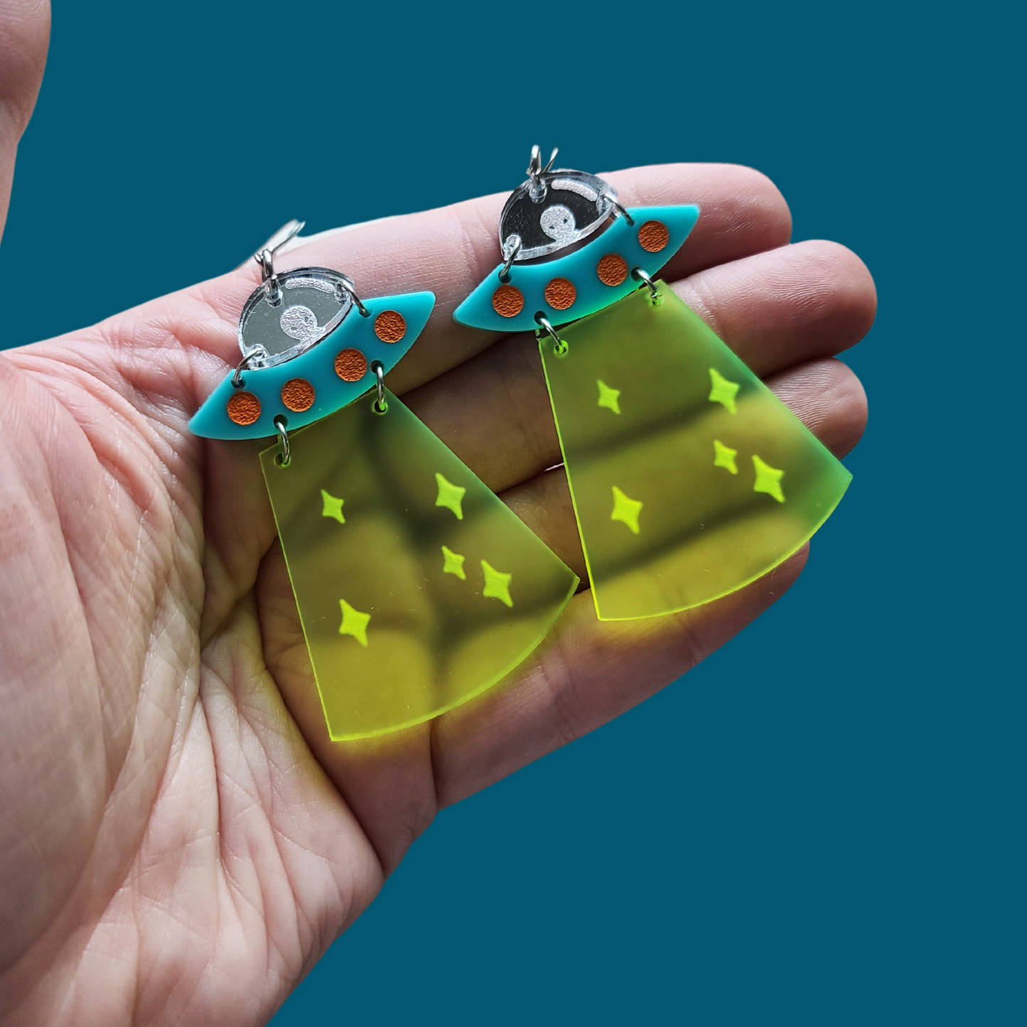 Alien Spaceship - Earrings - Laser Cut