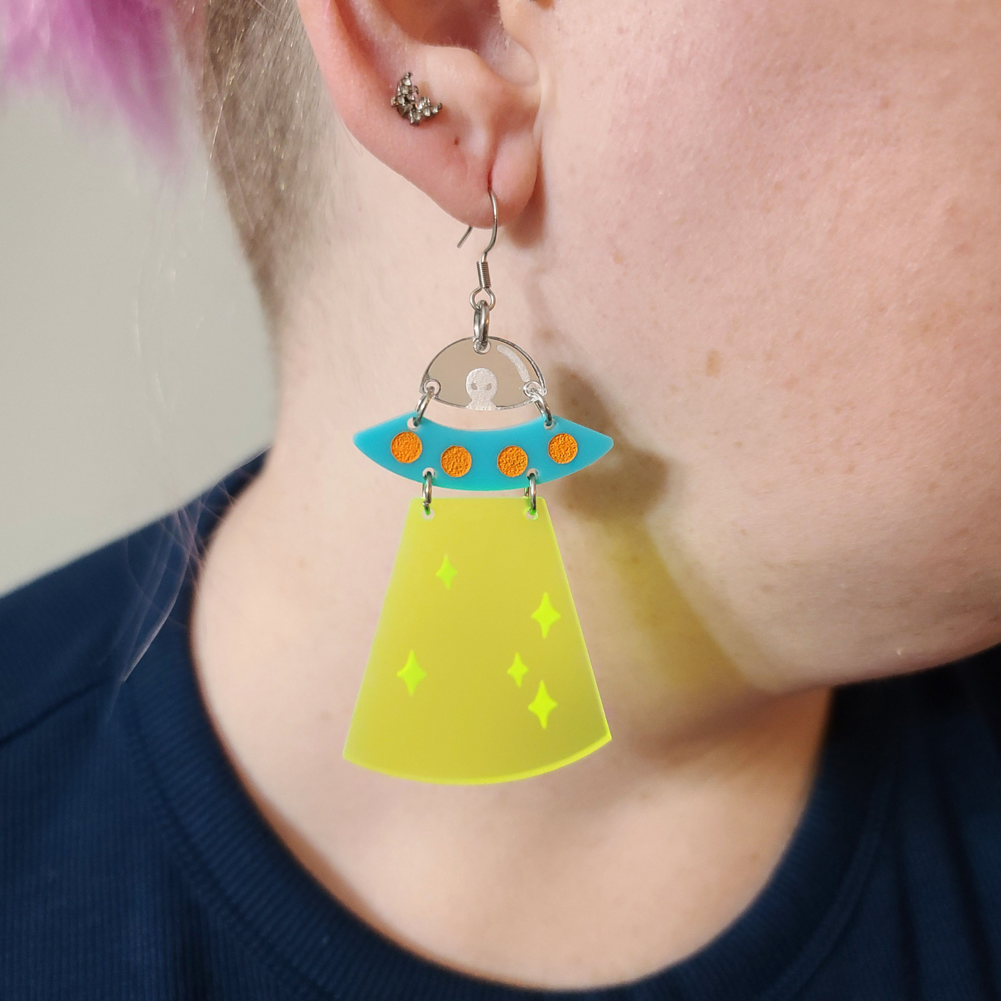 Alien Spaceship - Earrings - Laser Cut
