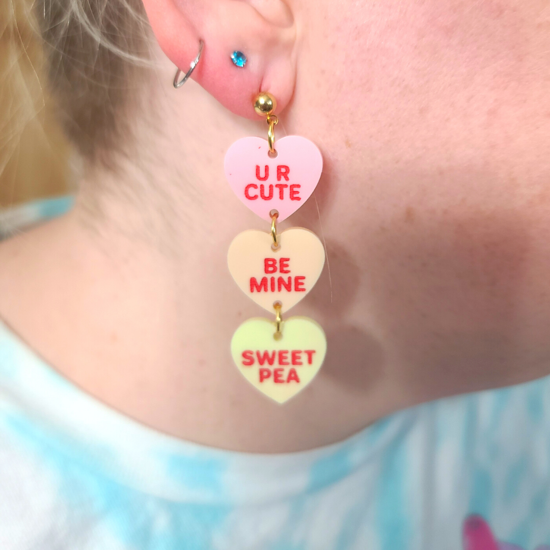Conversation Heart Trios - Sweet - Valentine's Day Earrings - Candy