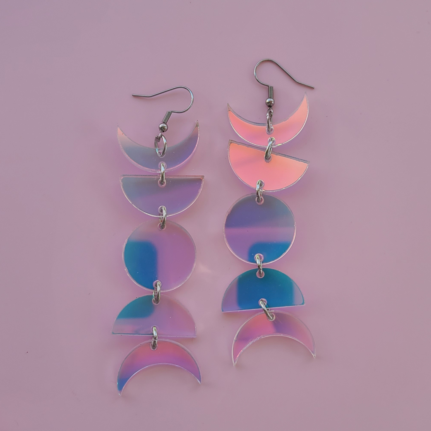 Iridescent Moon Phases - Earrings - Laser Cut