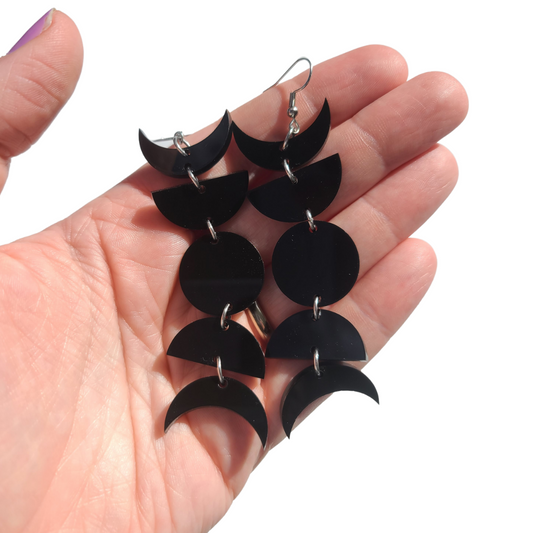 Moon Places Black - Earrings - Laser Cut