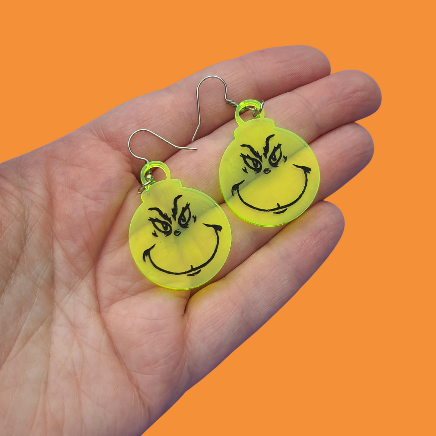 Grinch - Earrings on Neon Green - Christmas
