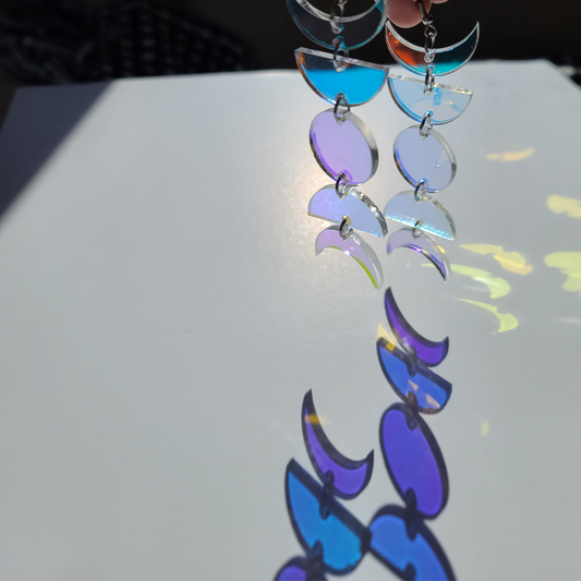 Iridescent Moon Phases - Earrings - Laser Cut