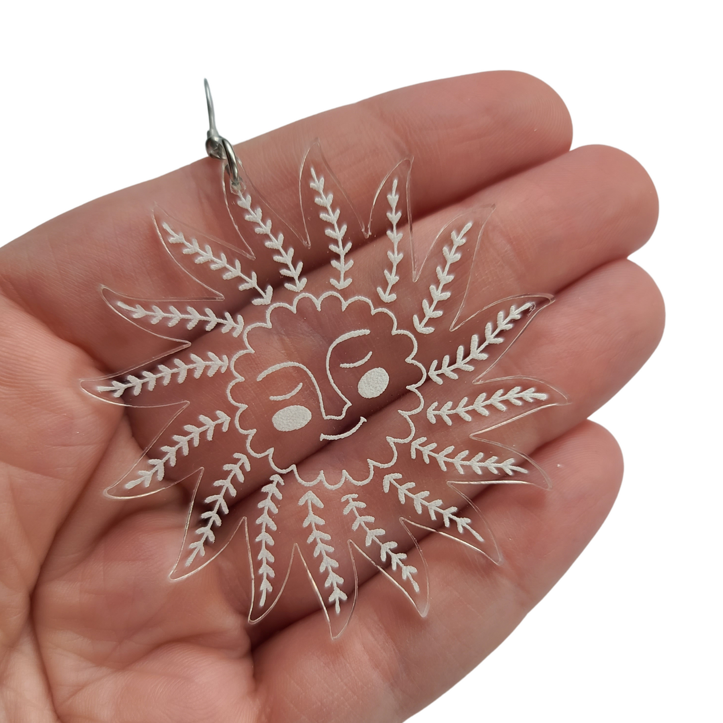 Folk Suns on Clear Acrylic - Earrings - Laser Cut