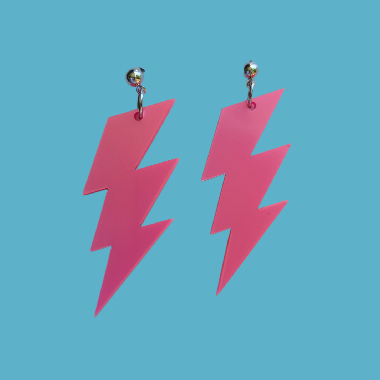 Metallic Pink Lightning Bolts - Laser Cut Earrings