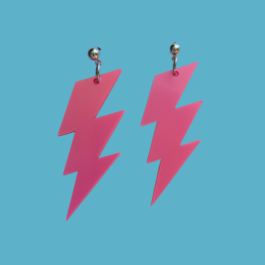 Metallic Pink Lightning Bolts - Laser Cut Earrings