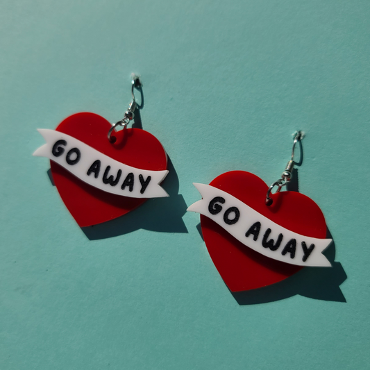 Go Away Hearts - Valentine's Day Earrings