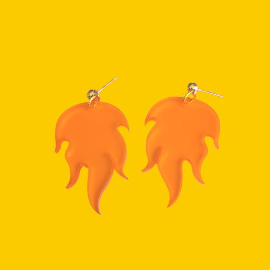 Flames on Translucent Orange - Earrings - Laser Cut