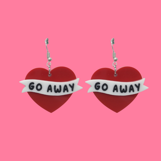 Go Away Hearts - Valentine's Day Earrings