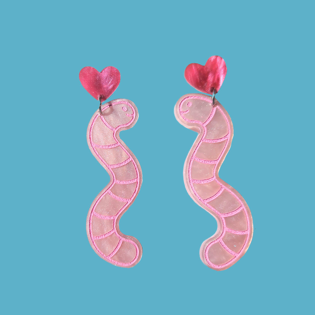 Worms in Love - Valentine's Day Earrings