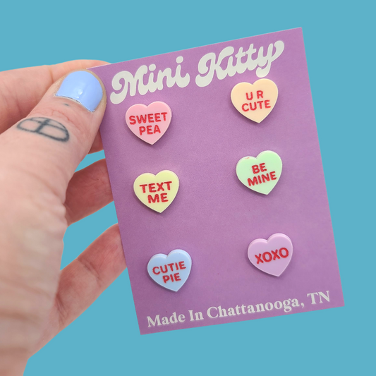 Conversation Heart Stud Set Sweet - Valentine's Day Earrings