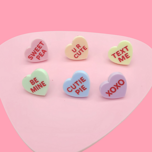 Conversation Heart Stud Set Sweet - Valentine's Day Earrings