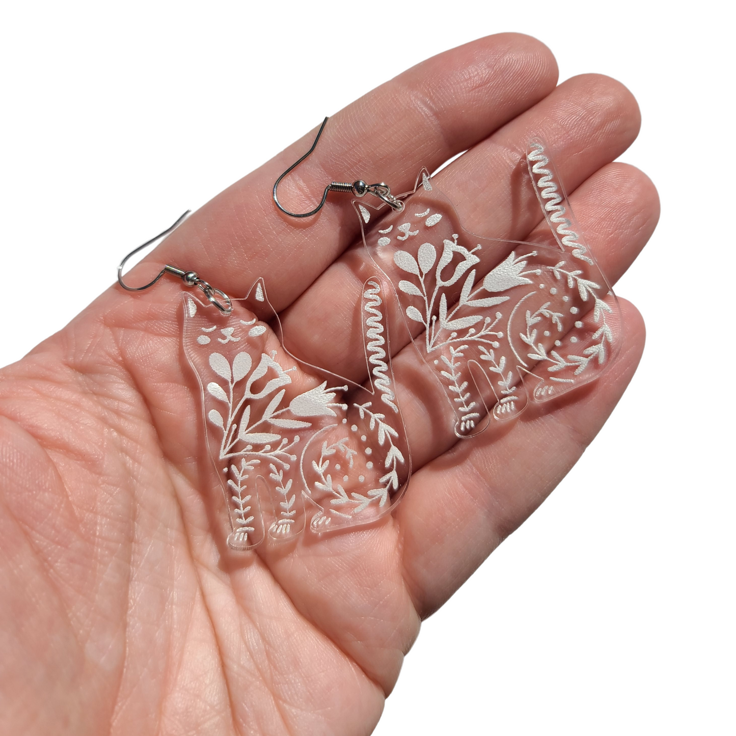 Folk Clear Cats - Earrings - Laser Cut