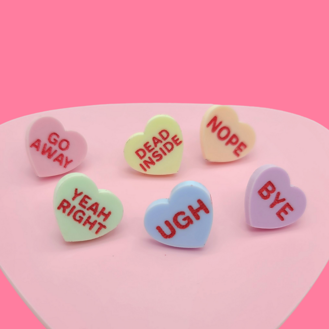 Conversation Heart Stud Set Salty - Valentine's Day Earrings