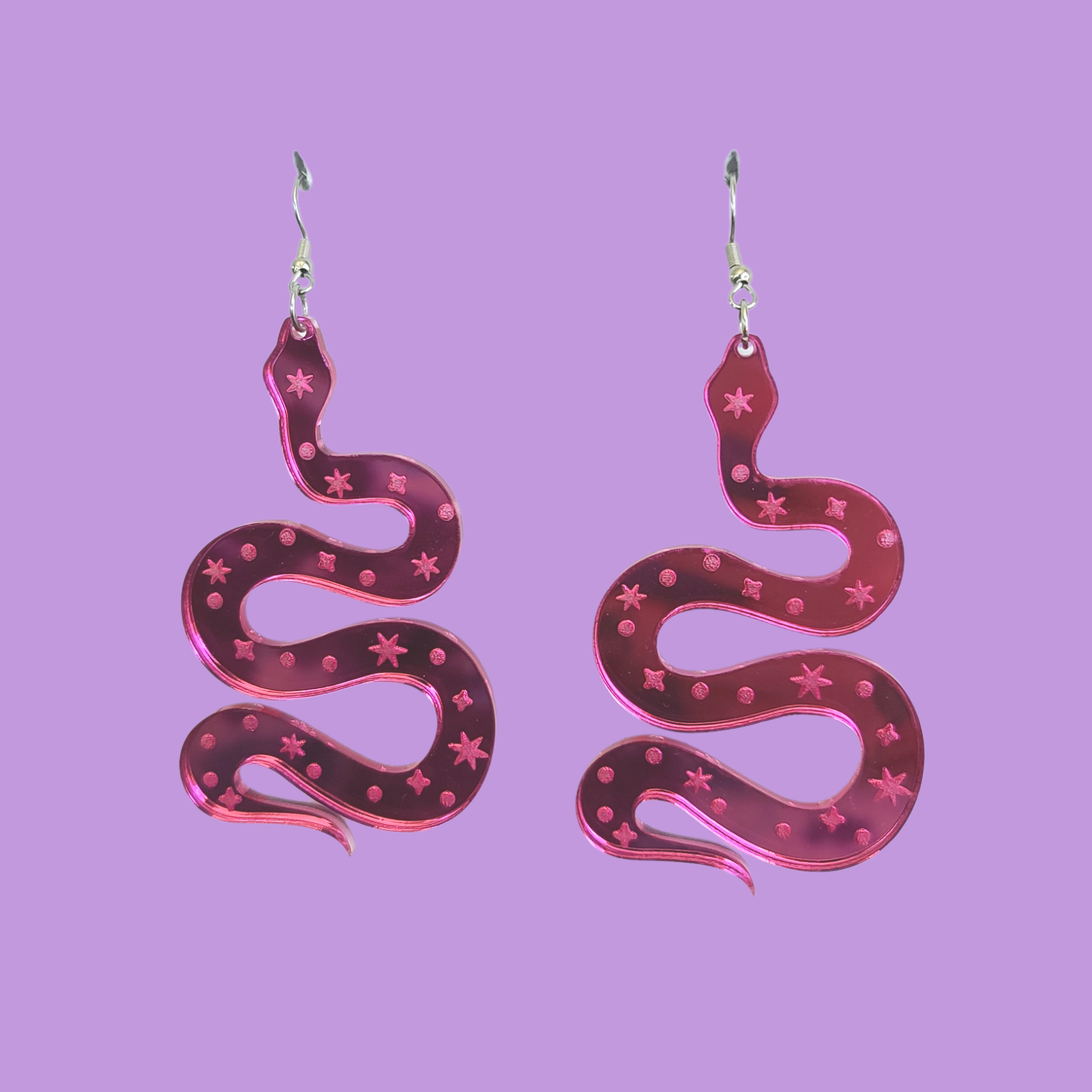 Celestial Snakes on Clear Acrylic - Earrings - Laser Cut – MiniKitty