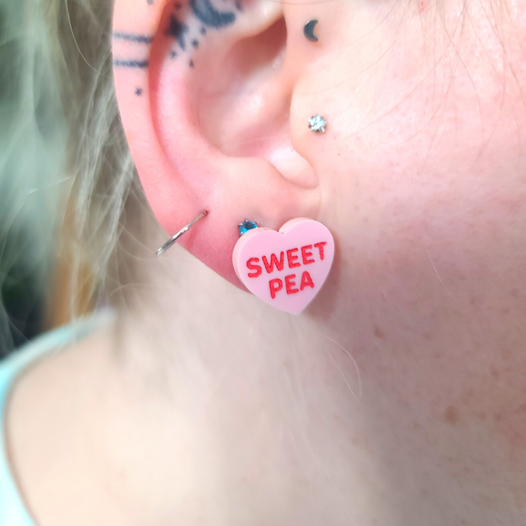 Conversation Heart Stud Set Salty - Valentine's Day Earrings