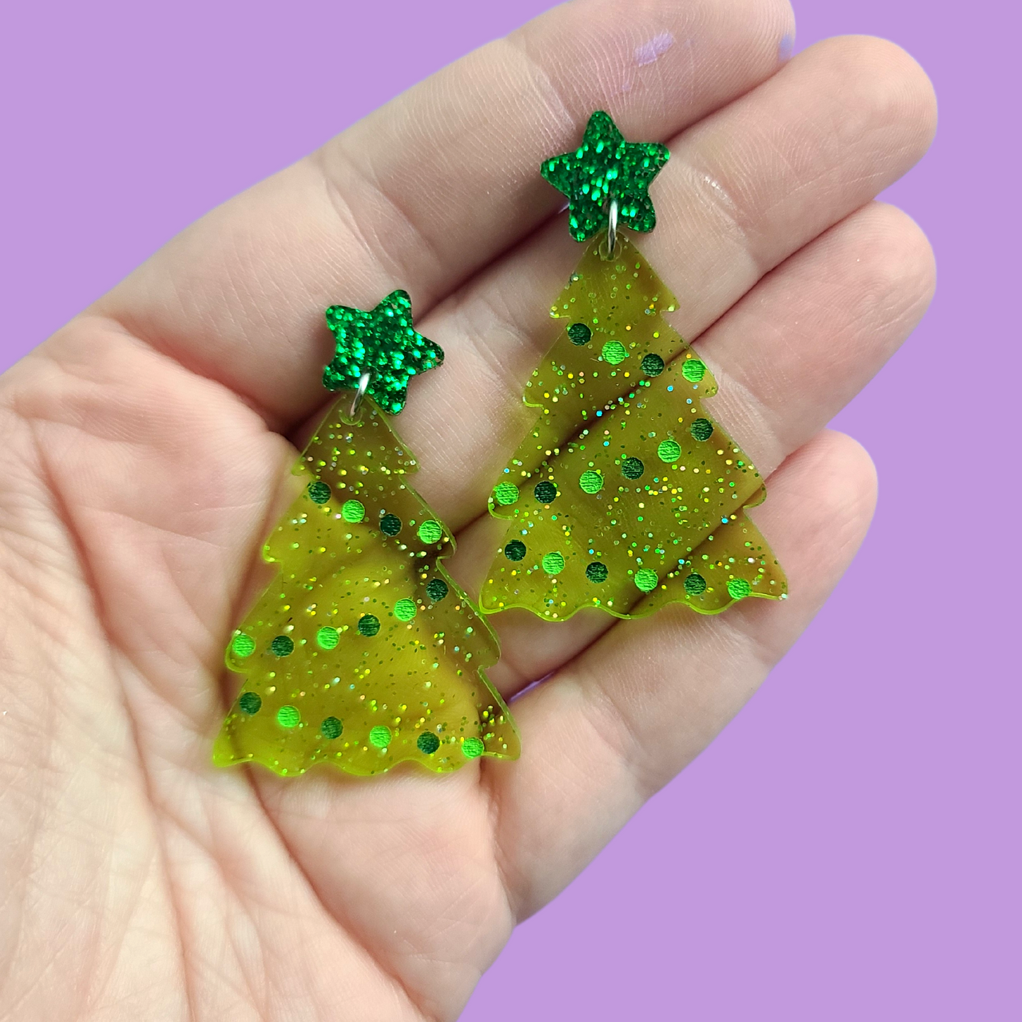Green Jelly Trees with Glitter Studs - Christmas