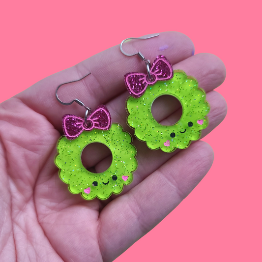 Cute Glitter Wreathes with Bow - Christmas