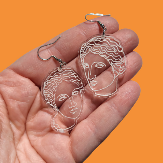 Clear Greek Statue Heads - Earrings - Laser Cut